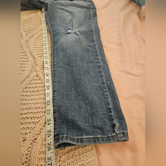 Levi's Womens Boyfriend Jeans 30 Tapered Mid Rise Distressed Stretch Blue - Picture 2 of 6